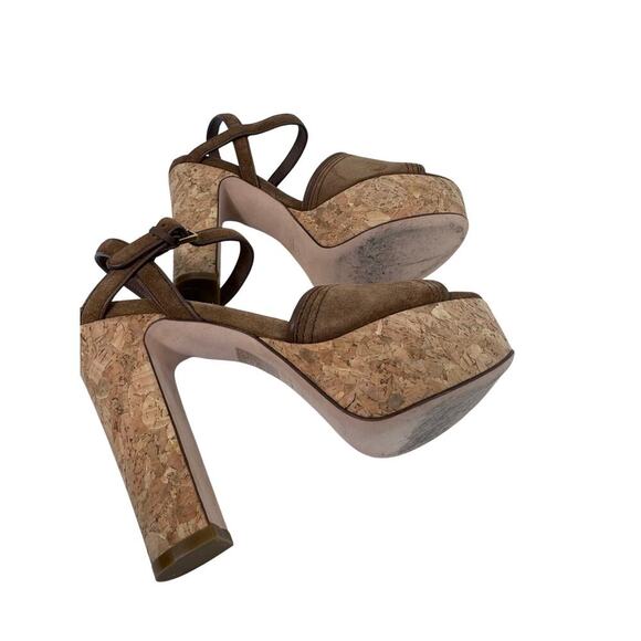 Gucci Danielle Suede Platform Sandal, Brick authentic brown straps shoes sz 37 - Picture 5 of 9